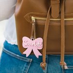 Personalised Muticolour Aesthetic Coquette Bow Keychain Bag Tag with Name and Ball Chain Birthday Christmas Gift for Women Girls
