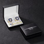 Personalisierte Ritter-Stil Manschettenknöpfe Krawattenklammer Set mit Namen aus Messing Vintage Anzug-Zubehör Geburtstagsgeschenk für Freund