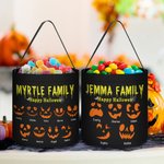 Sac à Bonbons Personnalisé avec 1-12 Noms et Visages de Citrouille Accessoire de Chasse aux Bonbons Cadeau Halloween pour Enfant