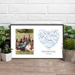 Personalized Farmhouse Photo Frame with 1-20 Heart Shape Names Collection Home Decor Birthday Housewarming Gift for Family