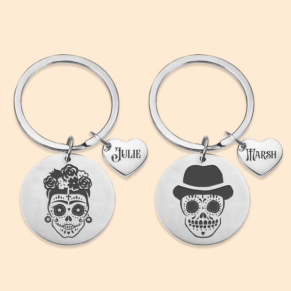 Llavero Personalizado Calavera Día de los Muertos con Nombre Regalo de Halloween para amantes del gótico