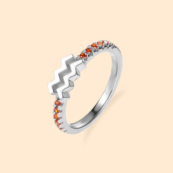 Anello personalizzato in argento Sterling per il compleanno del segno zodiacale della costellazione.