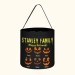 Sac à Bonbons Personnalisé avec 1-12 Noms et Visages de Citrouille Accessoire de Chasse aux Bonbons Cadeau Halloween pour Enfant