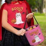 Sac à Bonbons Réutilisable Personnalisé avec 1-6 Fantômes de Chien et Noms Cadeau Chasse aux Bonbons Halloween pour Enfant Famille