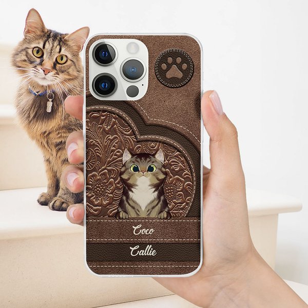Personalizzato Retro Cartoon Cat Phone Case per iPhone con 1-3 nomi con nome Regalo di compleanno per gli amanti degli animali gatti