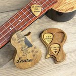 Personalisiertes Hölzernes Foto-Gitarre-Plektrum mit Aufbewahrungsbox Text Gravur Guitar Picks Geschenk für Gitarrist Musiker Geburtstag Geschenkidee
