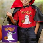 Sac à Bonbons Réutilisable Personnalisé avec 1-6 Fantômes de Chien et Noms Cadeau Chasse aux Bonbons Halloween pour Enfant Famille