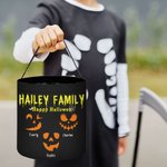 Sac à Bonbons Personnalisé avec 1-12 Noms et Visages de Citrouille Accessoire de Chasse aux Bonbons Cadeau Halloween pour Enfant