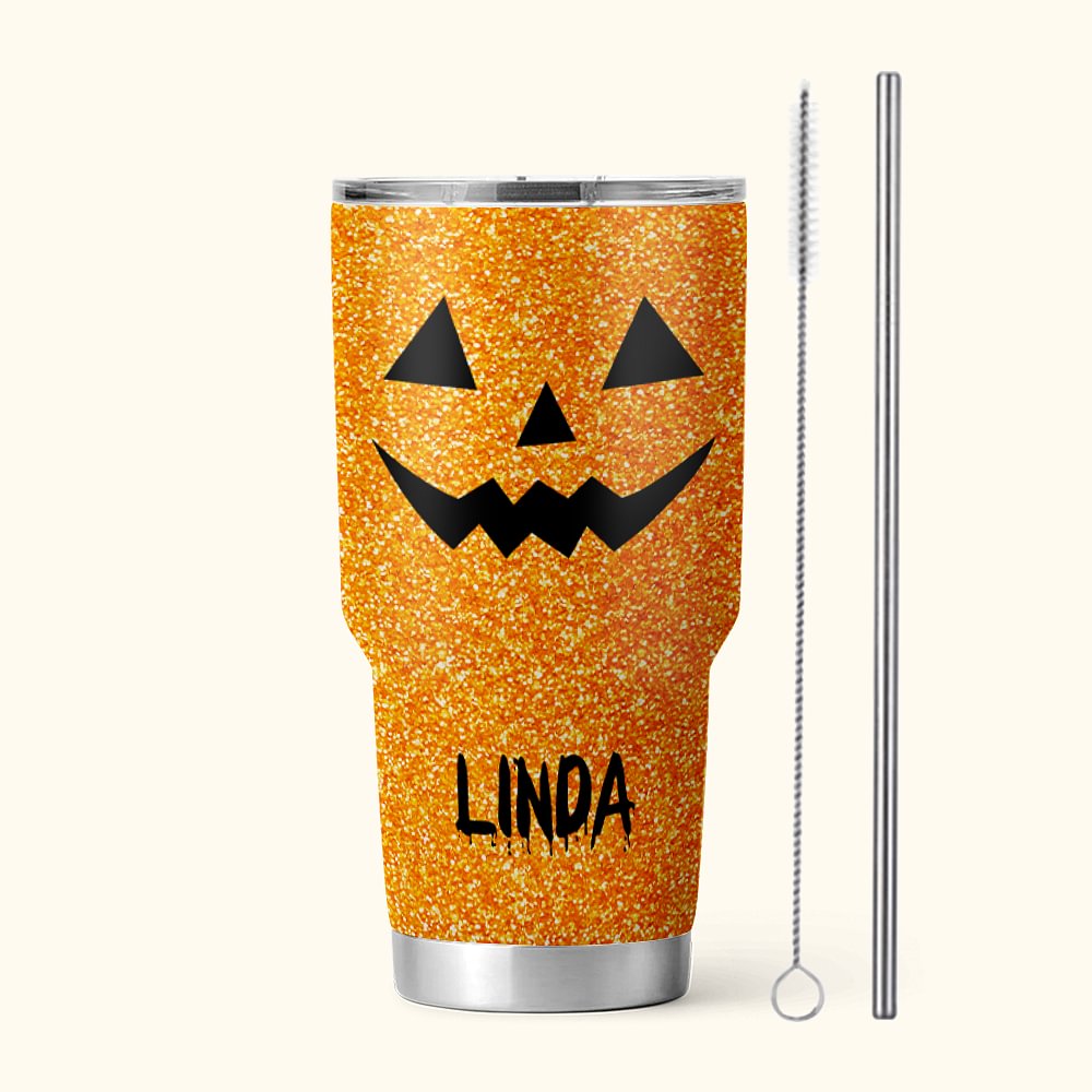 Bicchiere personalizzato da 30 oz con coperchio e cannuccia per il tema di Halloween con zucca multicolore Regalo di Halloween per amici e parenti