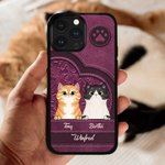 Personalisierte Retro Cartoon Katze Telefon Fall für iPhone mit 1-3 Namen mit Namen Geburtstag Geschenk für Katze Haustier Liebhaber