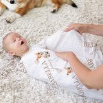 Coperta morbida personalizzata con ritratto di cane carino con stampa a zampa e nome, decorazione della camera da letto, regalo di compleanno per bamb