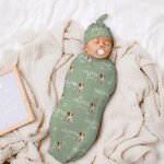 Personalized 1-3 Pet Dogs Unisex Soft Baby Sleep Sack and Hat Swaddle Set with Name Birthday Baby Shower Gift for Newborns