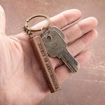 Porte-clés en Bois Personnalisé avec Texte Gravé pour Nouvelle Maison Voiture Cadeau pour Hommes Papa Grand-père Mari