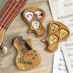 Personalisiertes Hölzernes Foto-Gitarre-Plektrum mit Aufbewahrungsbox Text Gravur Guitar Picks Geschenk für Gitarrist Musiker Geburtstag Geschenkidee