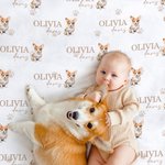 Coperta morbida personalizzata con ritratto di cane carino con stampa a zampa e nome, decorazione della camera da letto, regalo di compleanno per bamb