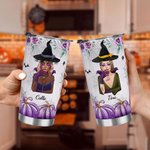 Personalized Purple Pumpkin Bat Witch 20oz Insulated Tumbler with Name and Straw Happy Halloween Gift for Women