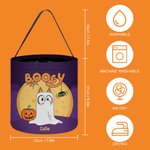 Sac à Bonbons Réutilisable Personnalisé avec 1-6 Fantômes de Chien et Noms Cadeau Chasse aux Bonbons Halloween pour Enfant Famille