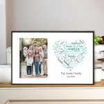 Personalized Farmhouse Photo Frame with 1-20 Heart Shape Names Collection Home Decor Birthday Housewarming Gift for Family