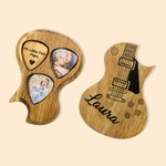 Personalisiertes Hölzernes Foto-Gitarre-Plektrum mit Aufbewahrungsbox Text Gravur Guitar Picks Geschenk für Gitarrist Musiker Geburtstag Geschenkidee