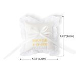 Personalised Luxurious Cotton Linen Scalloped Ring Bearer Pillow with Embroidered Letters and Date Wedding Keepsake Gift for Newlyweds