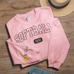 Personalized Softball Sport Mom Sweatshirt with 1-6 Names Multicolour Available Game Day Costume Birthday Gift for Women