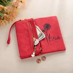 Personalized Birth Flower Leather Tri-Fold Wristlet Wallet with Name and Multiple Card Slots Birthday Bridal Party Anniversary Gift for Her