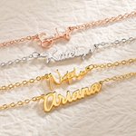 Personalized Dainty Sideways Name Necklace with Heart Birthstone Simple Jewelry Birthday Anniversary Gift for Women