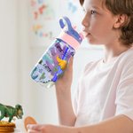 Personalized Cute Cartoon Dinosaur 17oz Name Water Bottle with Straw and Spill-Proof Lid Back to School  Birthday Gift for Boys Girls