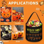 Sac à Bonbons Personnalisé avec 1-12 Noms et Visages de Citrouille Accessoire de Chasse aux Bonbons Cadeau Halloween pour Enfant