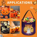 Sac à Bonbons Réutilisable Personnalisé avec 1-6 Fantômes de Chien et Noms Cadeau Chasse aux Bonbons Halloween pour Enfant Famille