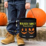 Sac à Bonbons Personnalisé avec 1-12 Noms et Visages de Citrouille Accessoire de Chasse aux Bonbons Cadeau Halloween pour Enfant