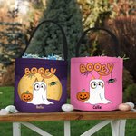 Sac à Bonbons Réutilisable Personnalisé avec 1-6 Fantômes de Chien et Noms Cadeau Chasse aux Bonbons Halloween pour Enfant Famille