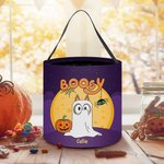Sac à Bonbons Réutilisable Personnalisé avec 1-6 Fantômes de Chien et Noms Cadeau Chasse aux Bonbons Halloween pour Enfant Famille