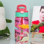 Personalized Cute Cartoon Dinosaur 17oz Name Water Bottle with Straw and Spill-Proof Lid Back to School  Birthday Gift for Boys Girls