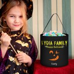 Sac à Bonbons Personnalisé avec 1-12 Noms et Visages de Citrouille Accessoire de Chasse aux Bonbons Cadeau Halloween pour Enfant