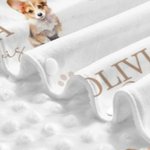 Gepersonaliseerd Schattig Hondje Ademend Baby Hoesje voor Autostoeltje met Naam Verjaardag Baby Shower Gift voor Pasgeborenen Nieuwe Moeder