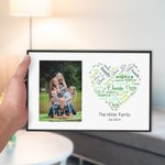 Personalized Farmhouse Photo Frame with 1-20 Heart Shape Names Collection Home Decor Birthday Housewarming Gift for Family