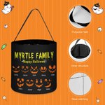 Sac à Bonbons Personnalisé avec 1-12 Noms et Visages de Citrouille Accessoire de Chasse aux Bonbons Cadeau Halloween pour Enfant