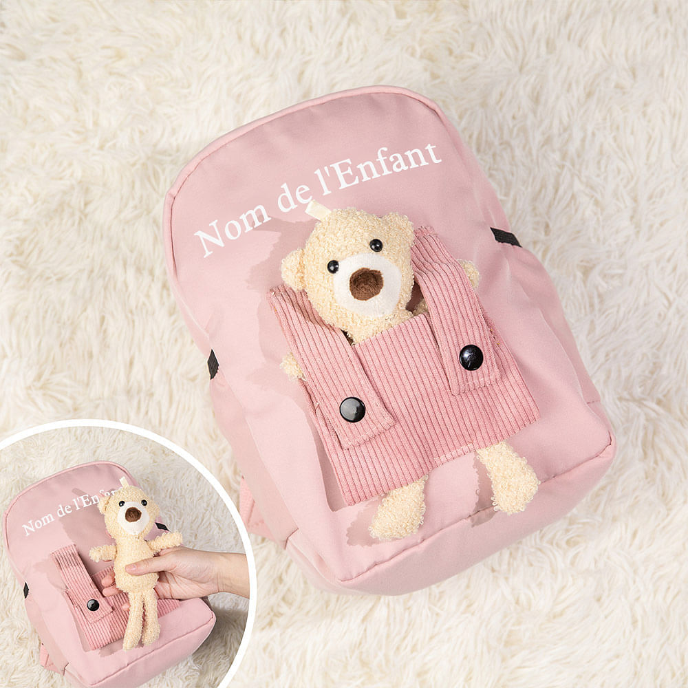 Sac à Dos Enfant Personnalisable Avec Nom Brodé – 4 Coloris (rose, Noir, Beige, Kaki) – Idéal Pour Maternelle Et école, Léger Et Résistant - 8