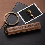 Porte-clés en Bois Personnalisé avec Texte Gravé pour Nouvelle Maison Voiture Cadeau pour Hommes Papa Grand-père Mari