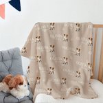Coperta morbida personalizzata con ritratto di cane carino con stampa a zampa e nome, decorazione della camera da letto, regalo di compleanno per bamb