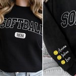 Personalized Softball Sport Mom Sweatshirt with 1-6 Names Multicolour Available Game Day Costume Birthday Gift for Women