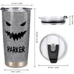 Gepersonaliseerde Faux Glitter Grappige Pompoen Patroon Halloween Thema 20 oz Tumbler met Naam Halloween Cadeau voor Familie Kinderen