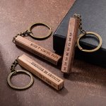 Porte-clés en Bois Personnalisé avec Texte Gravé pour Nouvelle Maison Voiture Cadeau pour Hommes Papa Grand-père Mari