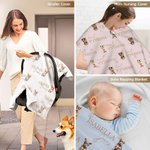 Gepersonaliseerd Schattig Hondje Ademend Baby Hoesje voor Autostoeltje met Naam Verjaardag Baby Shower Gift voor Pasgeborenen Nieuwe Moeder