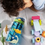Personalized Cute Cartoon Dinosaur 17oz Name Water Bottle with Straw and Spill-Proof Lid Back to School  Birthday Gift for Boys Girls