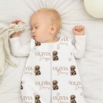 Personalised Cute Dog Soft Breathable Wearable Baby Sleeveless Sleeping Bag with Name Birthday Baby Shower Gift for Newborns New Parents