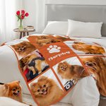 Coperta personalizzata Cute Paw 8 foto collage morbido con nome Sofa Decor Natale Compleanno regalo per gli amanti degli animali gatto cane