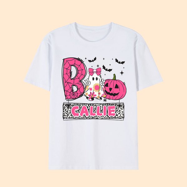 Personalizada Halloween Fantasma Calabaza Murciélago Telaraña Boo Niño Sudadera Camiseta con Nombre Multicolor Disponible Fiesta de Navidad Regalo par
