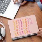 Personalized Self Care She Is Me Pink Lined Spiral A5 Journal Notebook with Name 120 Pages Birthday Affirmation Motivation Gift for Women Girls